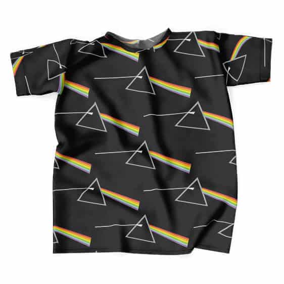 Cool Pink Floyd Rainbow Prism Pattern T-Shirt