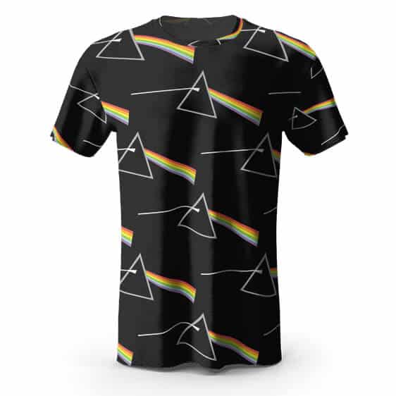 Cool Pink Floyd Rainbow Prism Pattern T-Shirt