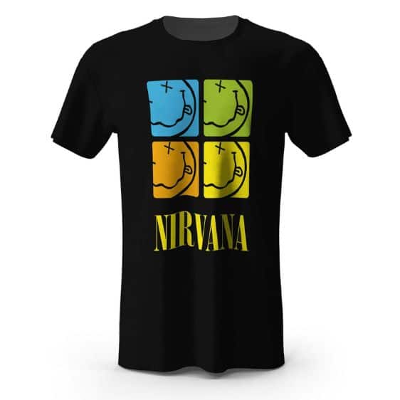 Iconic Band Nirvana Four Frame Logo Black Tee