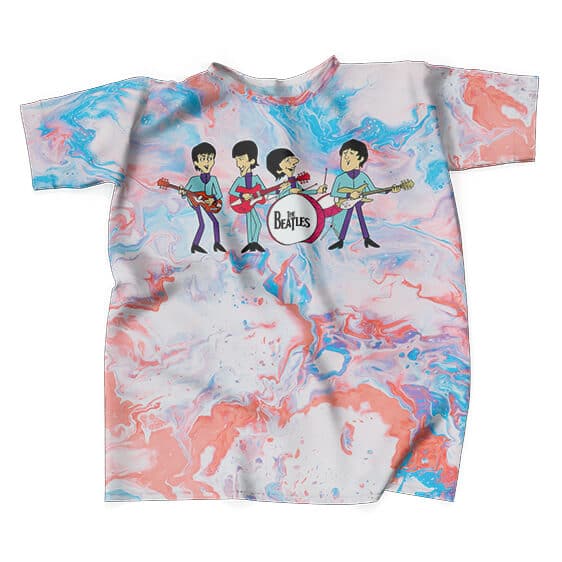 The Beatles Cartoon Pink Tie Dye Shirt