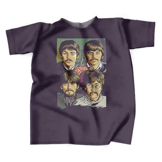 Unique The Beatles Art Design Violet Shirt