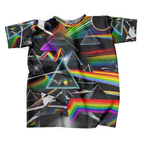 Trippy Rainbow Prism Pattern Pink Floyd Shirt