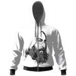 John Lennon Drawing Art White Zip-Up Hoodie