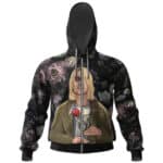 Kurt Cobain Floral Pattern Nirvana Zip Hoodie
