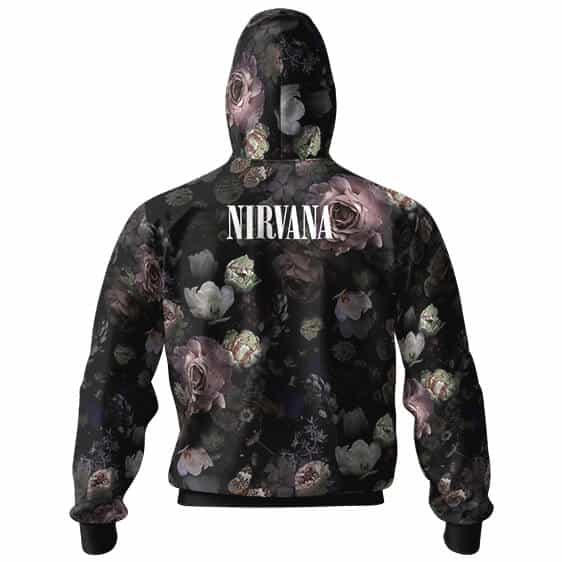 Kurt Cobain Floral Pattern Nirvana Zip Hoodie