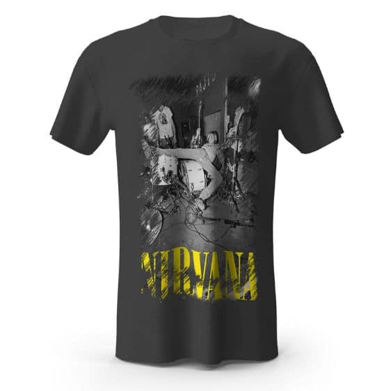 Kurt Cobain Jumping Into Drums Grunge Shirt