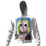 Kurt Donald Cobain Paint Art White Zip Hoodie