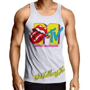MTV The Rolling Stones Logo White Muscle Shirt
