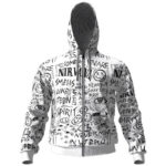 Nirvana Albums Typography Pattern Zip Hoodie