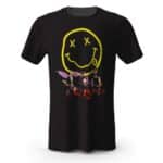 Nirvana Concert Smiley Logo Art Black T-shirt