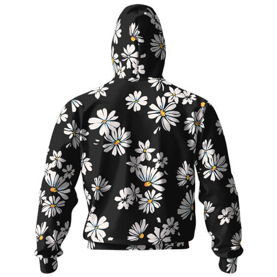 Nirvana Daisy Floral Design Black Zip Hoodie