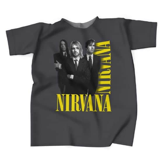Nirvana Members In Suit Vintage Photo Art Tee