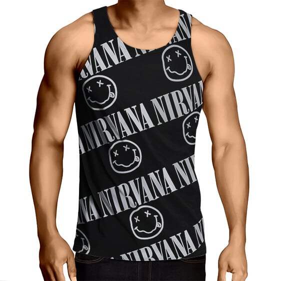 Nirvana Smiley Face Logo Pattern Tank Shirt
