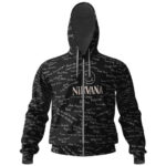 Nirvana Song Lyrics Pattern Black Zip Hoodie
