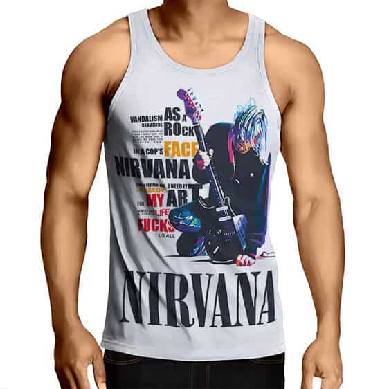 Nirvana Typographic Art Cobain Pose Singlet