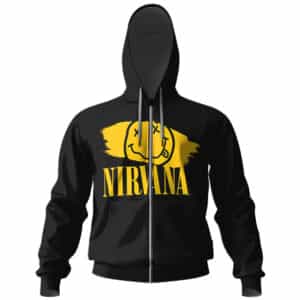Nirvana Yellow Smiley Symbol Zipper Hoodie