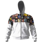 Prism Collage Pink Floyd White Zip Hoodie