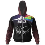 Rabbit Prism Pink Floyd Black Zipper Hoodie