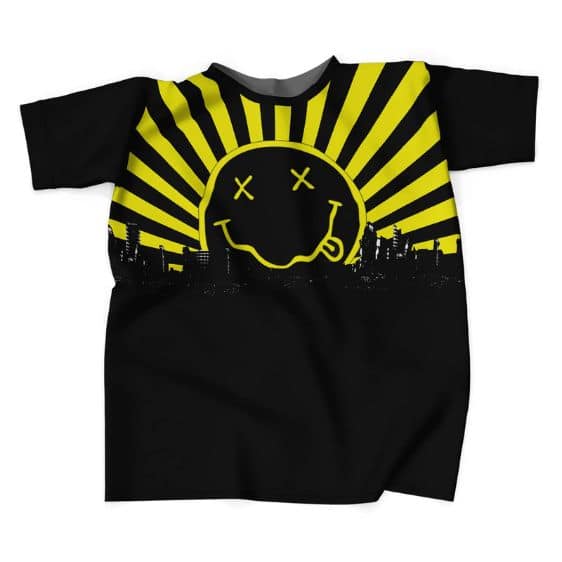 Retro Nirvana City Logo Artwork Black T-shirt