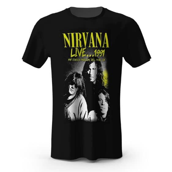 Rock Band Nirvana Live 1991 Poster Vintage Tee