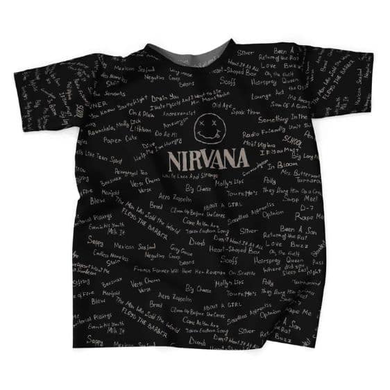 Rock Band Nirvana Songs Doodle Art Black Shirt