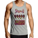 Stones Flowers Trippy Hippy Art Gray Singlet