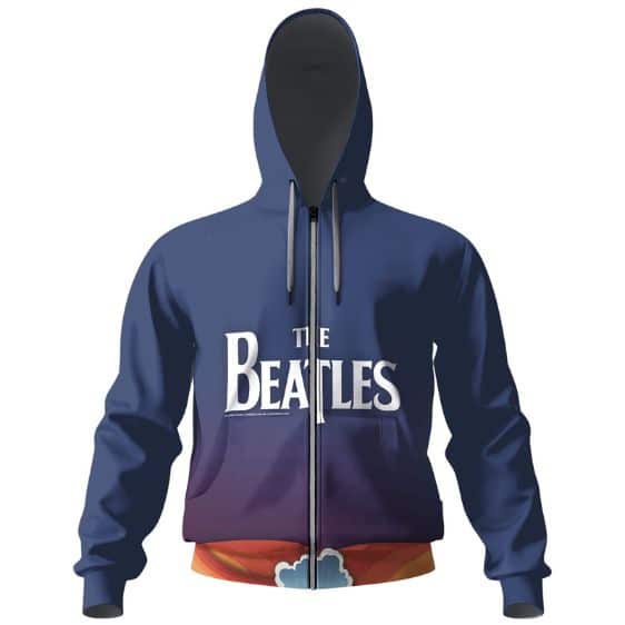 The Beatles Band Ombre Blue Art Zip-Up Hoodie