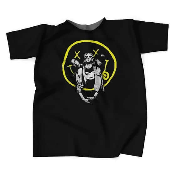 Vintage Nirvana Pose Smiley Logo Black T-shirt