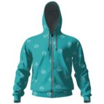 Encircled Prism Pattern Blue Zipper Hoodie