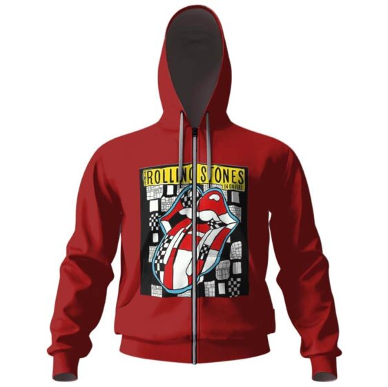 The Rolling Stones 14 on Fire Red Zip-up Hoodie