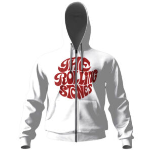 The Rolling Stones 14 on Fire White Zipper Hoodie