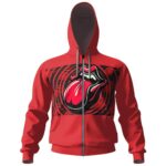 The Rolling Stones Logo on Red Zip-up Hoodie