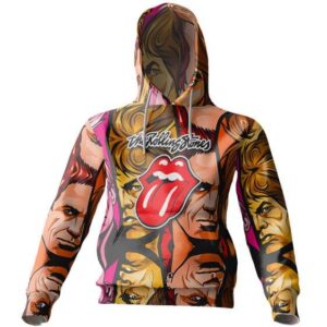 Rolling Stones Band Members Face Pattern Hoodie