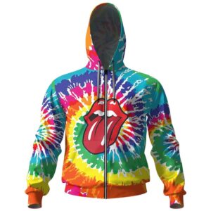 The Rolling Stones Rainbow Tie Dye Zipper Hoodie