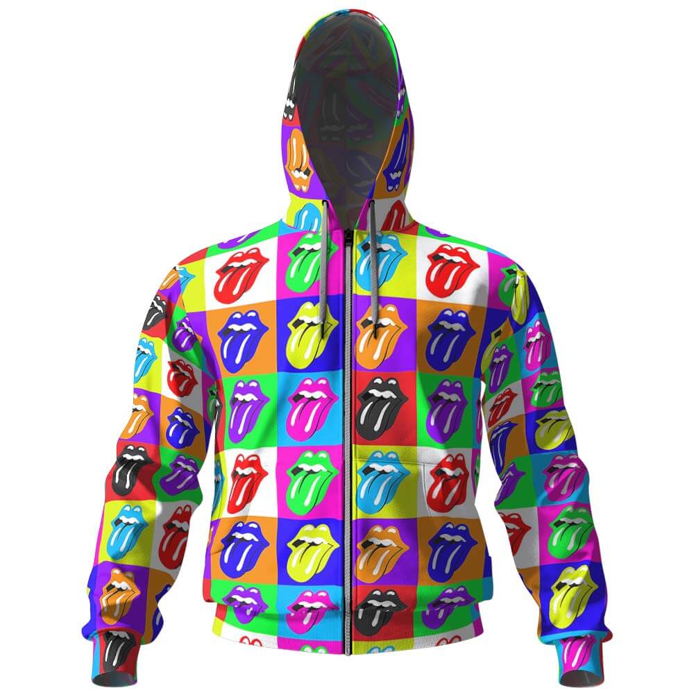 The Rolling Stones Color Burst Logo Zipper Hoodie