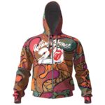 The Rolling Stones Swirl Print Zip-Up Hoodie