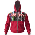 Pink Floyd Album Collage Red Zip-up Hoodie