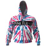 Pink and Blue Tie Dye Pink Floyd Zip Hoodie