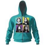 Pop Art Pink Floyd Members Blue Zipper Hoodie