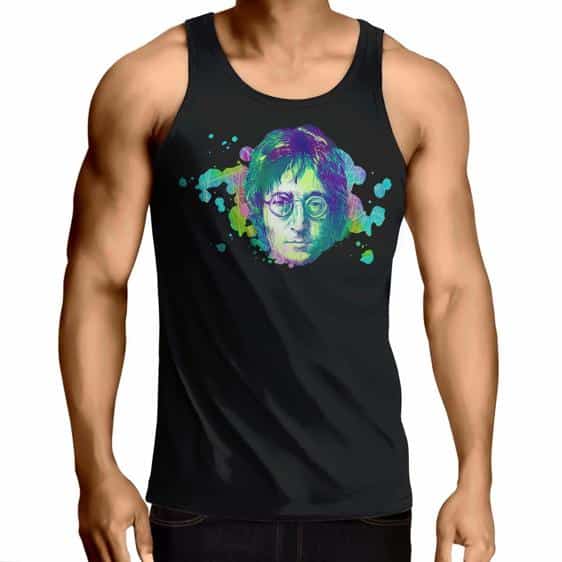 John Lennon Bubbles Design Black Muscle Shirt
