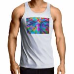 John Lennon Eyes Multicolor Art White Singlet