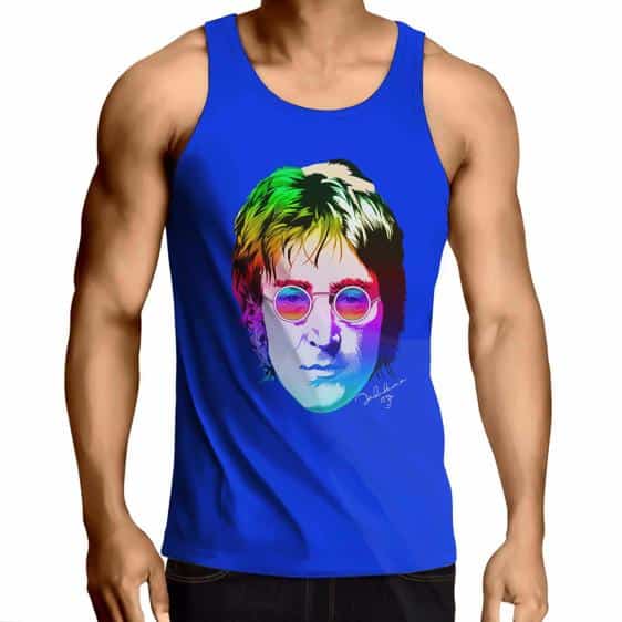 John Lennon Iconic Portrait Blue Tank Shirt