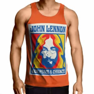 John Lennon Image Orange Sleeveless Shirt