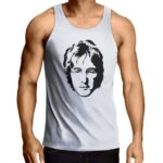 John Lennon Silhouette Portrait White Tank Top