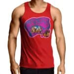 Pink Floyd Members Psychedelic Art Red Singlet