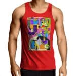 Pink Floyd Mosaic Art Design Red Tank Shirt