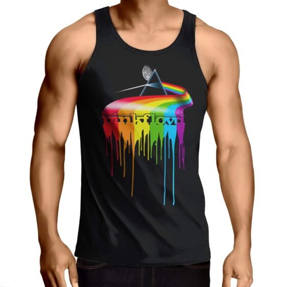 Pink Floyd Rainbow Drip Logo Art Muscle Shirt