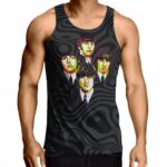 The Beatles Members Spiral Art Black Singlet