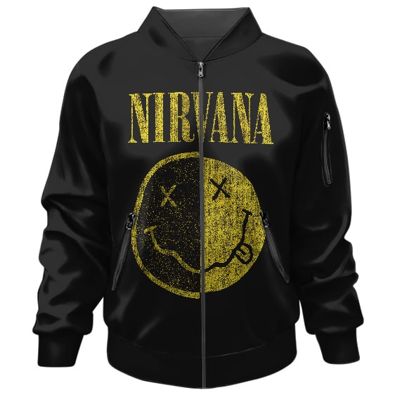American Band Nirvana Iconic Smiley Logo Bomber Jacket