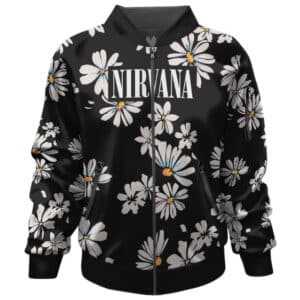 Awesome Rock Band Nirvana White Floral Pattern Bomber Jacket